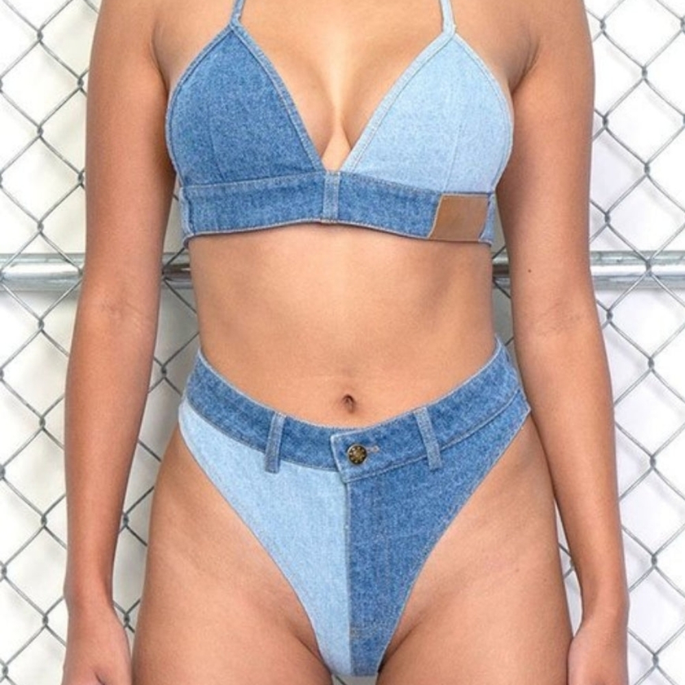 REHAB LAB Pool Side Denim Bikini Set - Picture 5 of 15